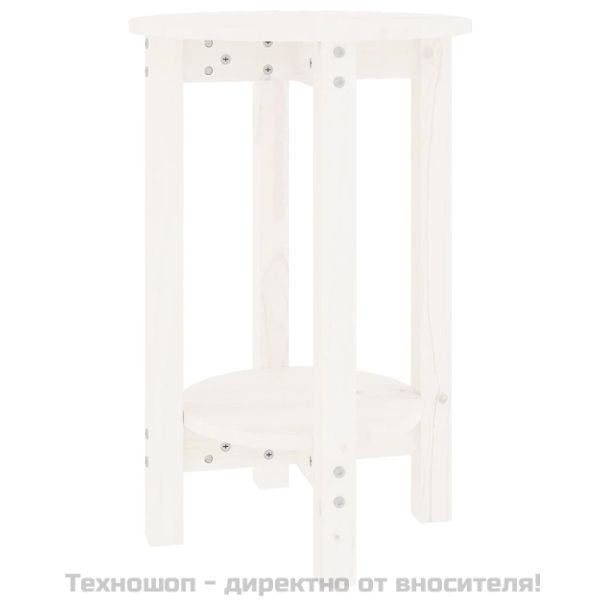 Кафе маса, бяла, Ø 40x60 см, борово дърво масив