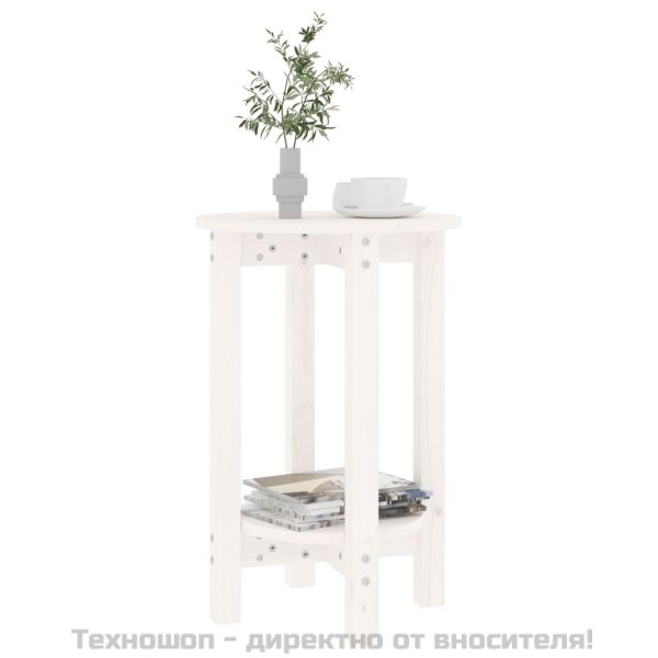 Кафе маса, бяла, Ø 40x60 см, борово дърво масив
