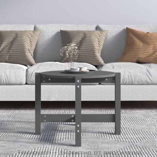 Кафе маса, сива, Ø 62,5x45 см, борово дърво масив