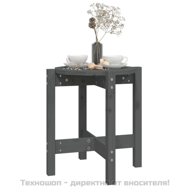 Кафе маса, сива, Ø 42,5x45 см, борово дърво масив