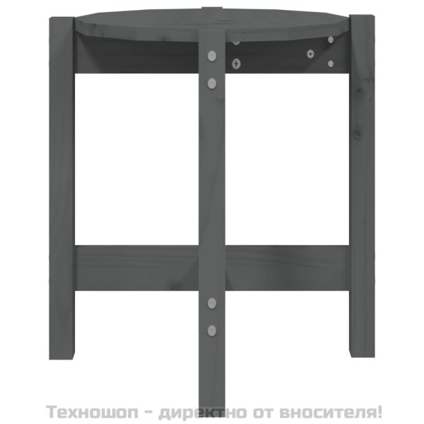 Кафе маса, сива, Ø 42,5x45 см, борово дърво масив