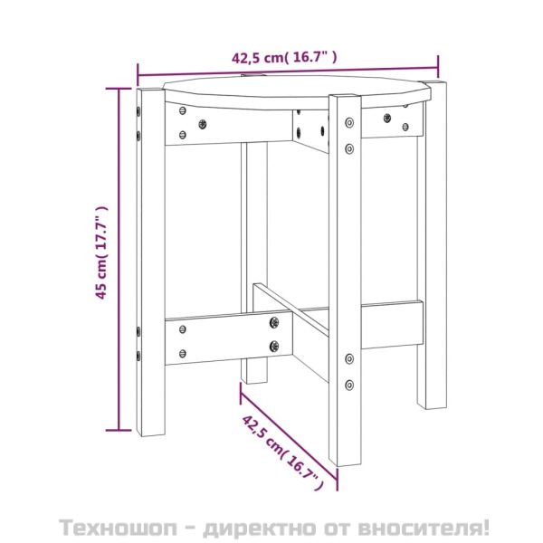 Кафе маса, сива, Ø 42,5x45 см, борово дърво масив