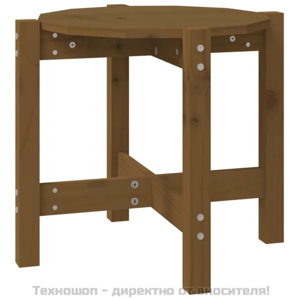 Кафе маса, меденокафява, Ø 52,5x45 см, борово дърво масив