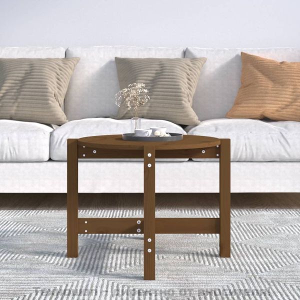 Кафе маса, меденокафява, Ø 62,5x45 см, борово дърво масив