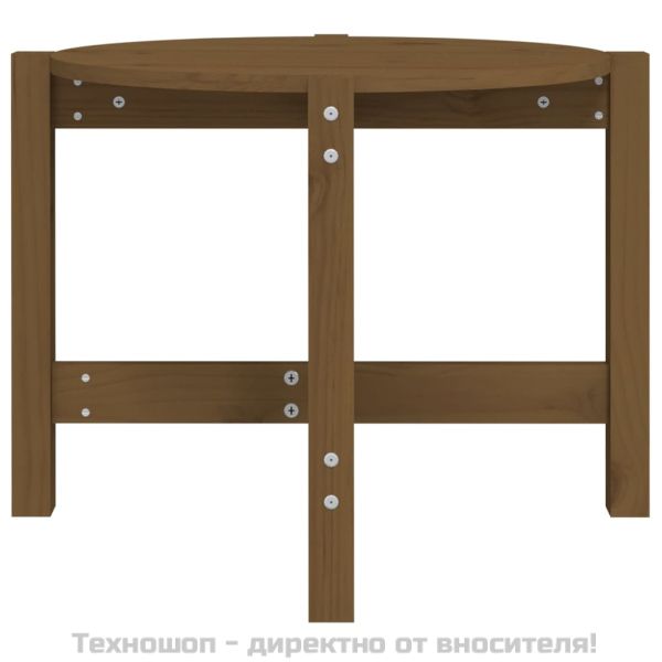 Кафе маса, меденокафява, Ø 62,5x45 см, борово дърво масив