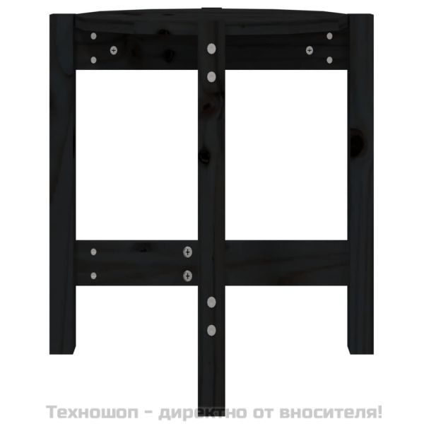 Кафе маса, черна, Ø 42,5x45 см, борово дърво масив