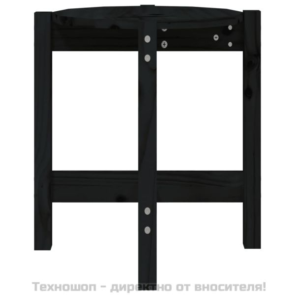 Кафе маса, черна, Ø 42,5x45 см, борово дърво масив