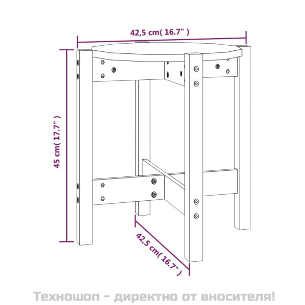 Кафе маса, черна, Ø 42,5x45 см, борово дърво масив