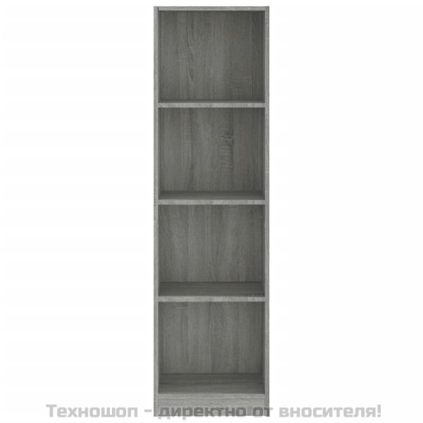 Библиотека на 4 нива, сив сонома, 40x24x143 см, инженерно дърво