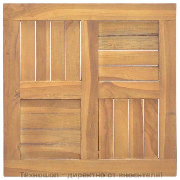 Квадратен плот за маса, 50x50x2,5 см, тиково дърво масив
