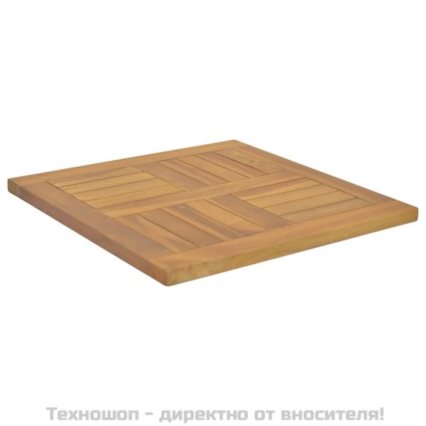Квадратен плот за маса, 50x50x2,5 см, тиково дърво масив
