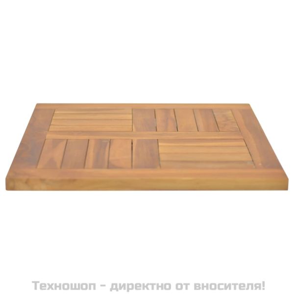 Квадратен плот за маса, 50x50x2,5 см, тиково дърво масив