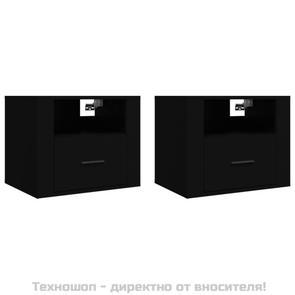 Нощни шкафчета за стенен монтаж, 2 бр, черни 50x36x40 см