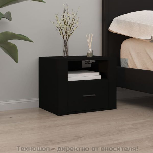 Нощни шкафчета за стенен монтаж, 2 бр, черни 50x36x40 см