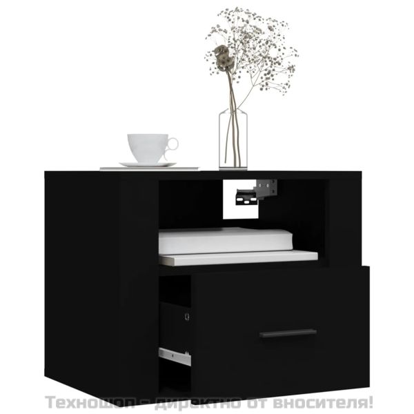 Нощни шкафчета за стенен монтаж, 2 бр, черни 50x36x40 см