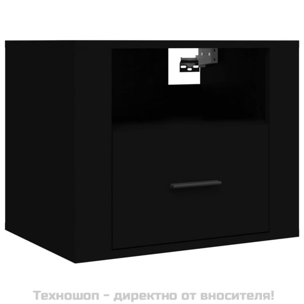 Нощни шкафчета за стенен монтаж, 2 бр, черни 50x36x40 см