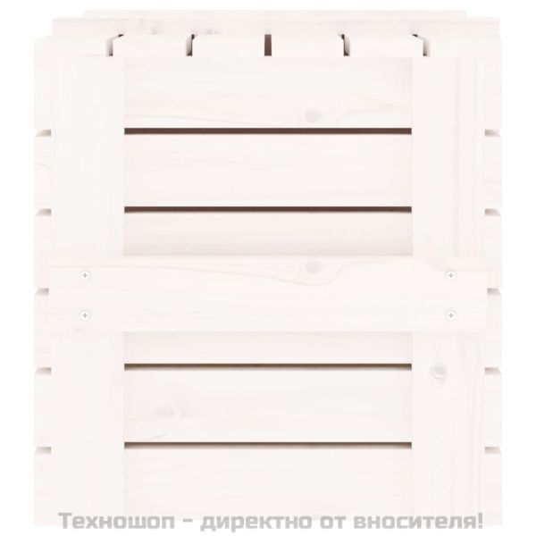 Кутия за съхранение, бяла, 58x40,5x42 см, борово дърво масив