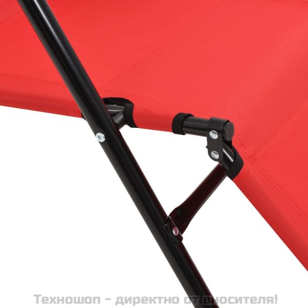 Сгъваеми шезлонги с подложки за крака, 2 бр, стомана, червени