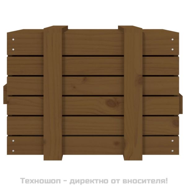 Кутия за съхранение, меденокафява, 58x40,5x42 см, бор масив