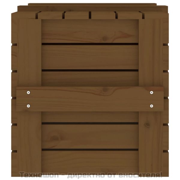 Кутия за съхранение, меденокафява, 58x40,5x42 см, бор масив