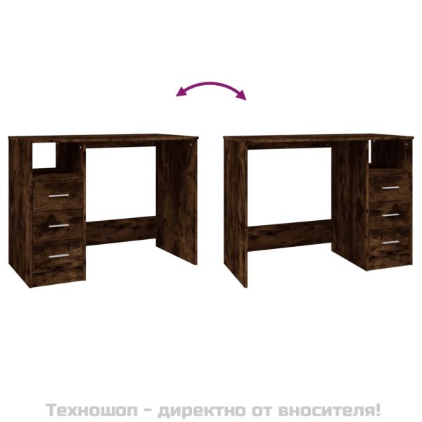 Бюро с чекмеджета, опушен дъб, 102x50x76 см, инженерно дърво