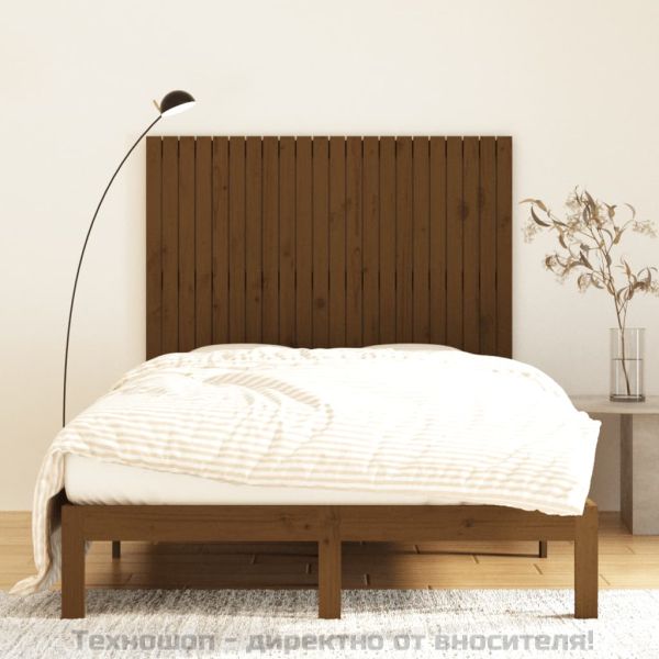 Стенна табла за спалня, меденокафява, 140x3x110 см, бор масив