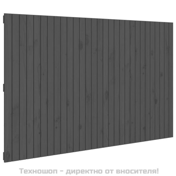 Стенна табла за спалня, сива, 185x3x110 см, борово дърво масив