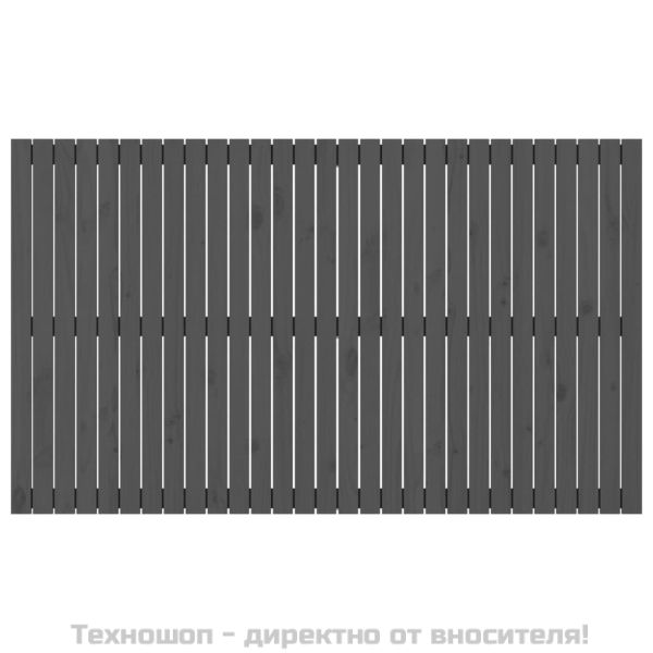 Стенна табла за спалня, сива, 185x3x110 см, борово дърво масив