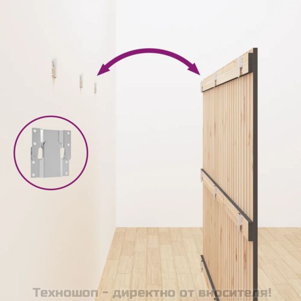 Стенна табла за спалня, сива, 185x3x110 см, борово дърво масив