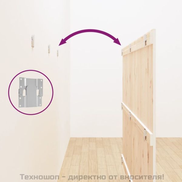 Стенна табла за спалня бяла 185x3x110 см борово дърво масив