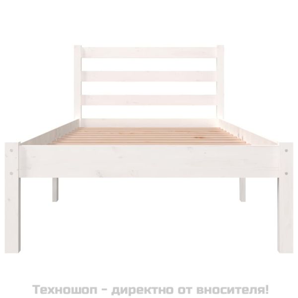 Рамка за легло, бор масив, 75x190 см, бяла, Small Single