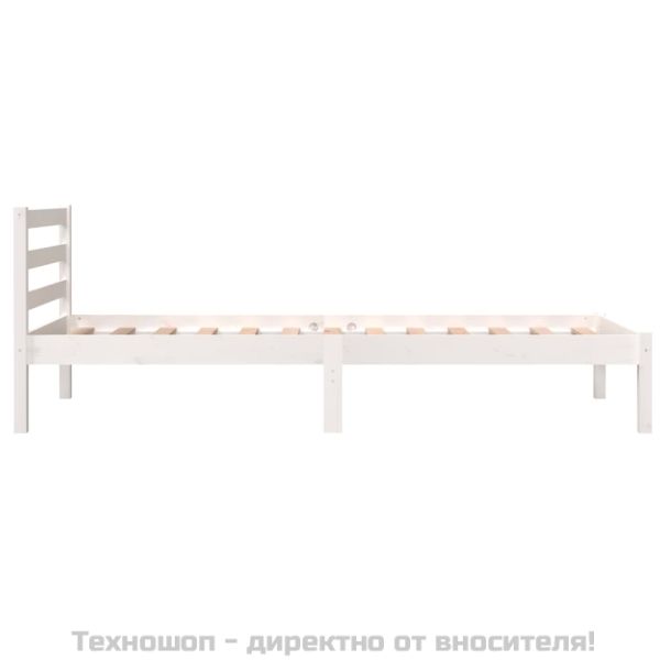 Рамка за легло, бор масив, 75x190 см, бяла, Small Single