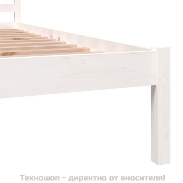 Рамка за легло, бор масив, 75x190 см, бяла, Small Single