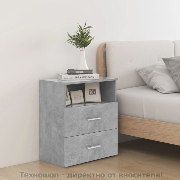 Нощно шкафче, бетонно сиво, 50x32x60 см