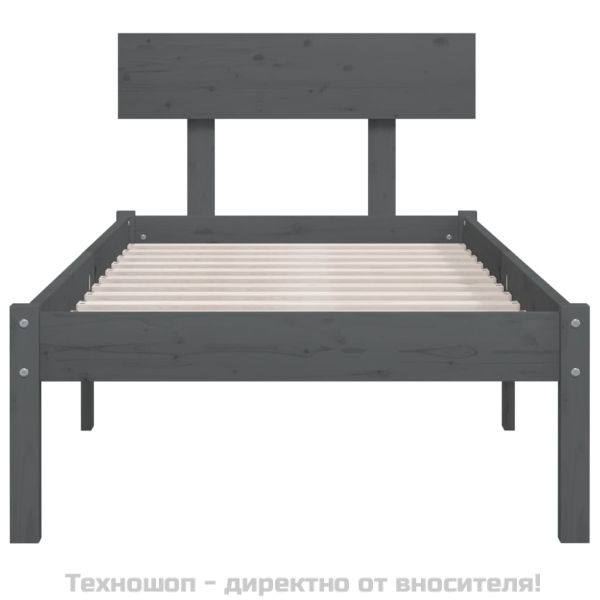 Рамка за легло, сива, бор масив, 90x190 см, Single