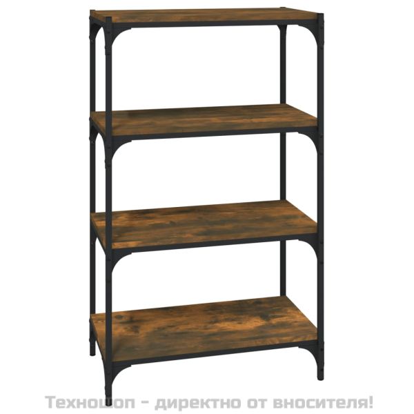 Библиотека, опушен дъб, 60x33x100 см, инженерно дърво и стомана