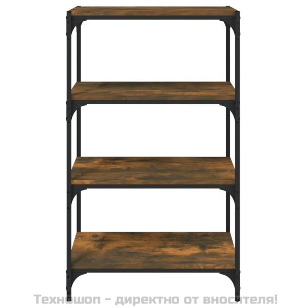 Библиотека, опушен дъб, 60x33x100 см, инженерно дърво и стомана