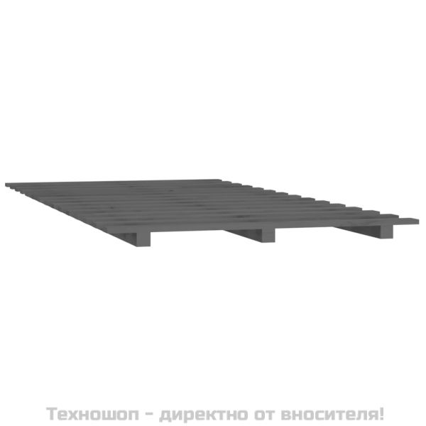 Рамка за легло, сива, борово дърво масив, 90x200 см