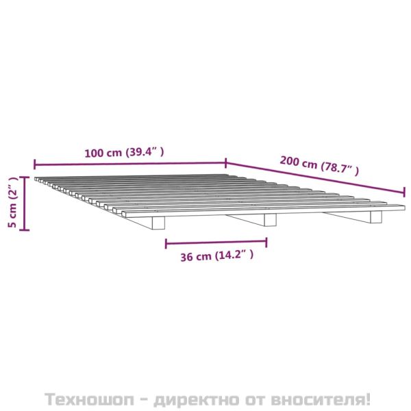 Рамка за легло, 100x200 см, бор масив