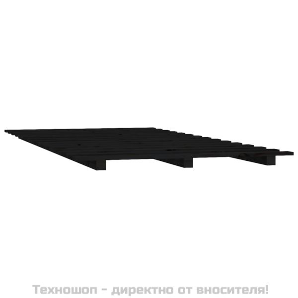 Рамка за легло, черна, бор масив, 90x190 см