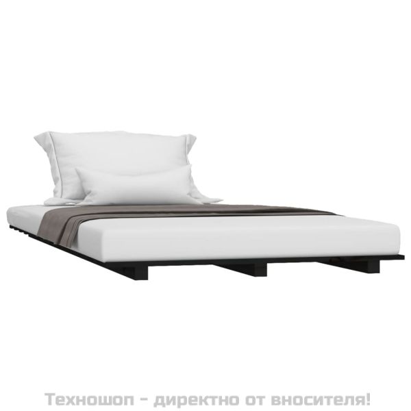 Рамка за легло, Черен 75x190 см борово дърво масив