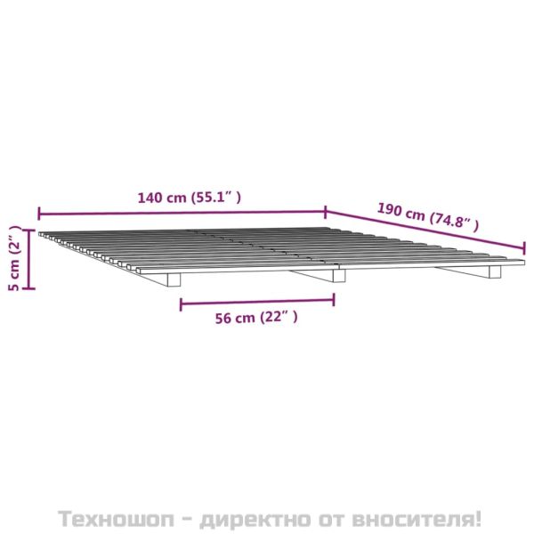 Рамка за легло, бяла, бор масив, 140x190 см