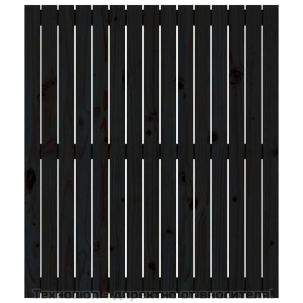 Стенна табла за спалня, черна, 95,5x3x110см, борово дърво масив