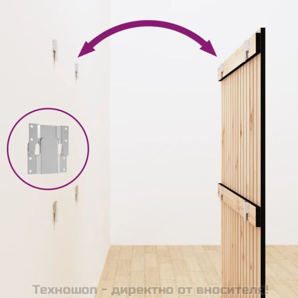 Стенна табла за спалня, черна, 95,5x3x110см, борово дърво масив