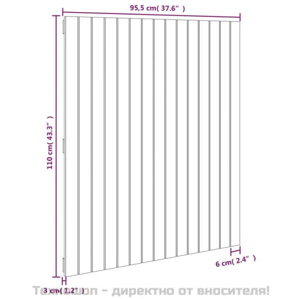 Стенна табла за спалня, черна, 95,5x3x110см, борово дърво масив