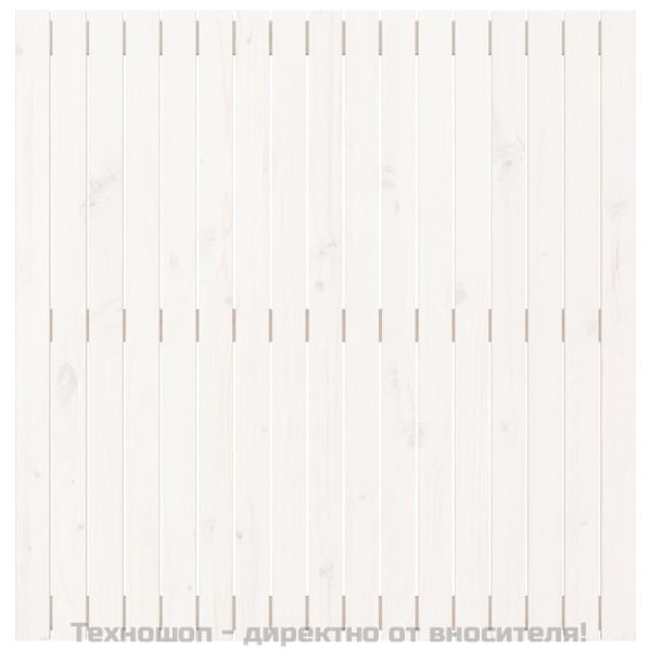 Стенна табла за спалня бяла 108x3x110 см борово дърво масив