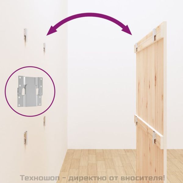 Стенна табла за спалня бяла 108x3x110 см борово дърво масив