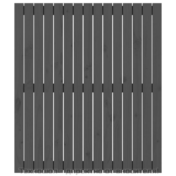 Стенна табла за спалня, сива, 95,5x3x110 см, борово дърво масив
