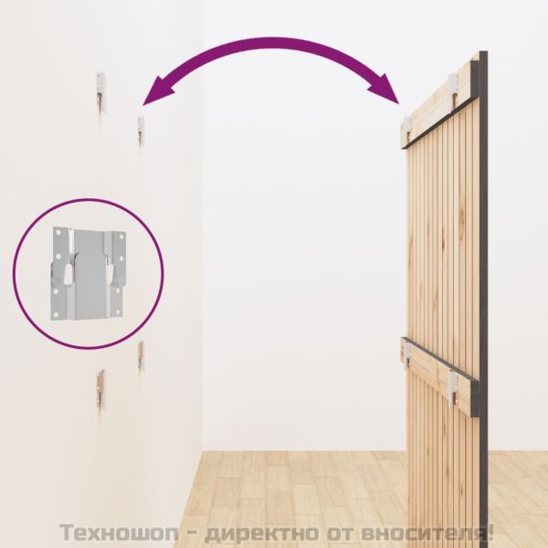 Стенна табла за спалня, сива, 95,5x3x110 см, борово дърво масив