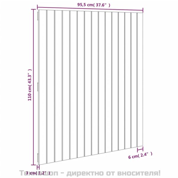 Стенна табла за спалня, меденокафява, 95,5x3x110 см, бор масив